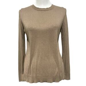 Banana Republic Womens Silk Cashmere Sweater Beige Tan Crewneck Lightweight Sz L